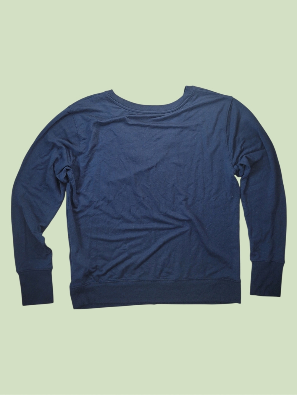 Athleta Large Sunrise V-Neck Sweatshirt Navy Blue Pullover Modal Cozy - Picture 2 of 6